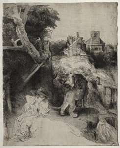 San Girolamo che legge in un paesaggio italiano da Odilon Redon