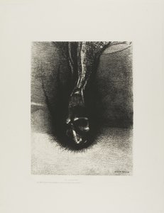 Gli Sciapodi: "La testa il più bassa possibile, questo è il segreto della felicità!", tavola 6 di 6 da Odilon Redon