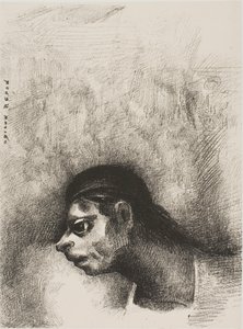 Attraverso la crepa nel muro, fu proiettata la testa di un morto, da Il giurato da Odilon Redon