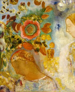 Due ragazze tra i fiori da Odilon Redon