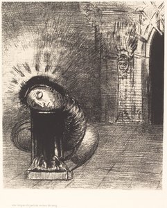Una lunga crisalide del colore del sangue da Odilon Redon