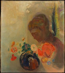 Donna con un vaso di fiori da Odilon Redon