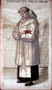 Ordine religioso: un monaco benedettino (incisione in O. Fialetti, XVI secolo)