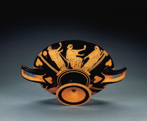 Kylix a figure rosse attiche, c.470 a.C. da Oedipus Painter (attr. to)