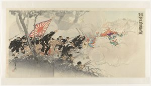 Il nemico in ritirata a Jinzhou durante la guerra cino-giapponese da Ogata Gekko