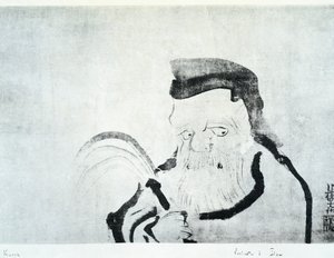Ritratto di vecchio, disegno di Ogata Korin, inchiostro su seta, civiltà giapponese, periodo Edo