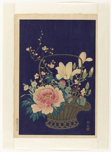 Cesto di fiori di bambù da Ohara Koson