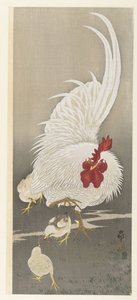 Gallo e tre pulcini da Ohara Koson