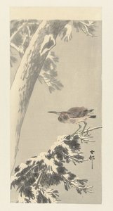 Airone indiano su ramo innevato da Ohara Koson