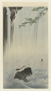 Ballerina giapponese presso una cascata da Ohara Koson