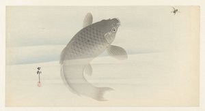 Carpa e mosca da Ohara Koson