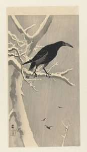 Corvo su ramo innevato da Ohara Koson
