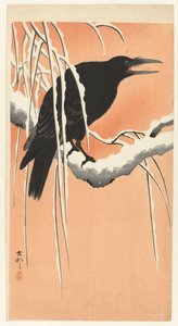 Corvo su ramo innevato da Ohara Koson