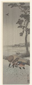 Piantatori di riso sotto la pioggia da Ohara Koson