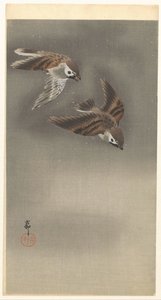 Passeri ad anello nella neve da Ohara Koson