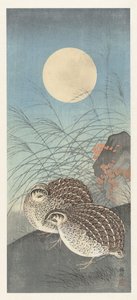 Due quaglie alla luna piena da Ohara Koson