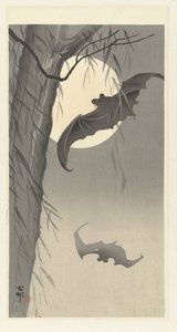 Due pipistrelli alla luna piena da Ohara Koson