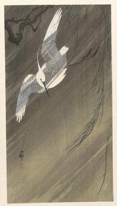 Airone bianco in tempesta da Ohara Koson