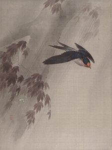Una rondine nella pioggia, ca. 1891-92 da Okada Baison