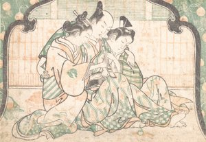 Un Giovane Seduto tra Due Donne, ca. 1749 da Okumura Masanobu
