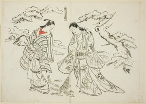 Sleeve-Letter Takasago (Sodefumi Takasago), n. 2 di una serie di 12 stampe raffiguranti parodie di opere teatrali da Okumura Masanobu