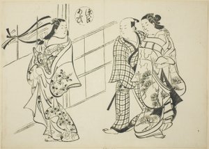 Il capitolo Aoi da "Il racconto di Genji" (Genji Aoi), da una serie di parodie di Genji da Okumura Masanobu