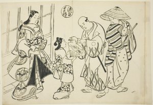 Il Capitolo di Yugao da "Il Racconto di Genji" (Genji Yugao), da una serie di parodie di Genji da Okumura Masanobu