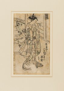 Stampa su legno - Onoe Kikingoro I come donna che legge un libro da Okumura Masanobu