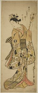 Yaoya Oshichi che Tiene una Racchetta da Battledore da Okumura Masanobu