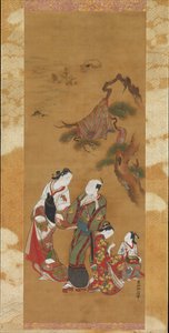 Yukihira e due ancelle a Suma, XVIII secolo da Okumura Masanobu