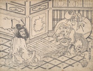Daikoku e Shoki che giocano a scacchi da Okumura Toshinobu