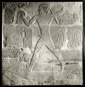 Nobile che caccia sul Nilo, 2600-2500 a.C. (calcare) da Old Kingdom Egyptian