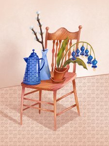 Sedia "Natura morta blu" da Olga Skomorokhova