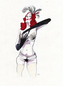 Una showgirl affascinante con piume da Olga Skomorokhova