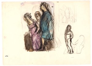 Schizzo Colorato per "Diogene" e altri due schizzi da Oluf Hartmann