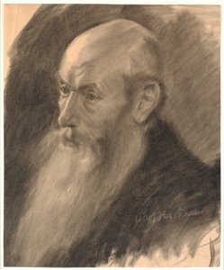 Ritratto di un vecchio con lunga barba; 3/4 profilo a sinistra da Oluf Hartmann