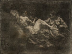 Due streghe che lottano per un manico di scopa da Oluf Hartmann