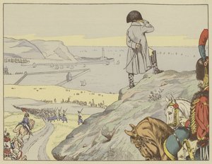 Al campo di Boulogne, Napoleone guardava costantemente attraverso la Manica verso l