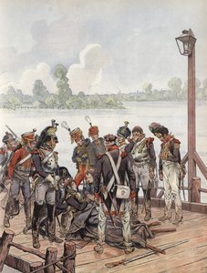 Jean Lannes, ferito mortalmente alla Battaglia di Aspern-Essling, con Napoleone, 1809 da Onfray de Breville Job