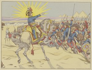 Napoleone ispira le sue truppe alla Battaglia delle Piramidi, Egitto, 21 luglio 1798
