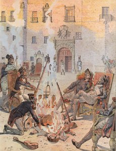 Napoleone osserva alcuni dei suoi soldati rilassarsi a Burgos