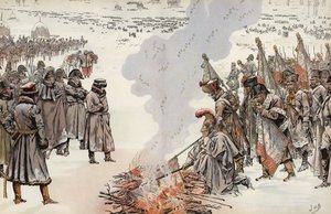 Campagna russa di Napoleone, bruciando gli stendardi, 23 novembre 1812 da Onfray de Breville Job