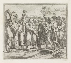 Giuseppe venduto dai suoi fratelli da Orazio Borgianni