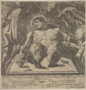 Compianto sul corpo di Cristo dalle tre Marie, un vaso di unguento sul tavolo a..., 1615