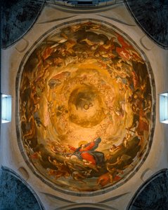 Vista interna della cupola. Affresco raffigurante l