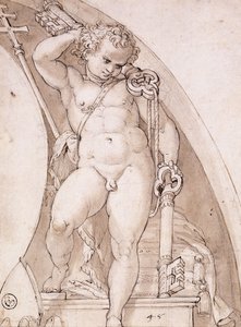 Un Putto in Piedi che Tiene le Chiavi Papali: Uno Studio per una Lunetta da Orazio Samacchini