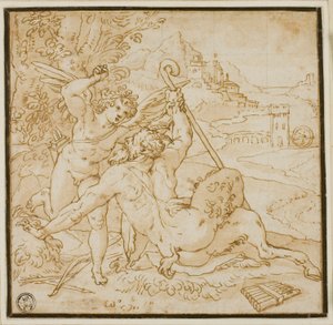 Cupido che sconfigge Pan da Orazio Samacchini