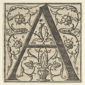 Lettera iniziale A con ghirlande da Oronce Fine