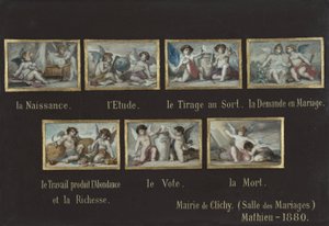 Schizzo per il municipio di Clichy: Allegorie della vita del cittadino (sopra la porta della sala matrimoni) da Oscar Pierre Mathieu
