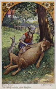 Scena da Il lupo e i sette capretti, dei fratelli Grimm da Oskar Herrfurth